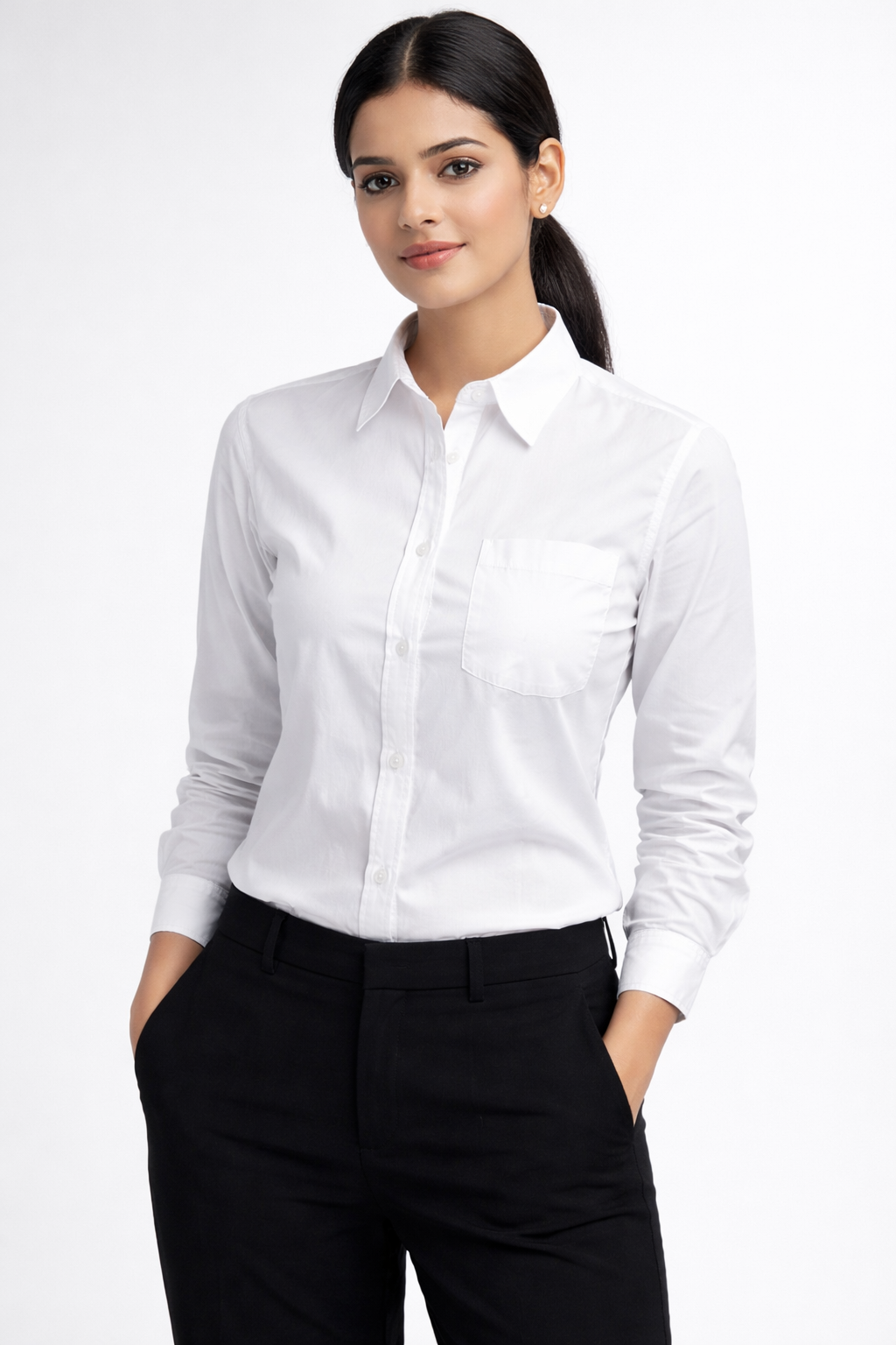02 White shirt 100% cotton for women wear